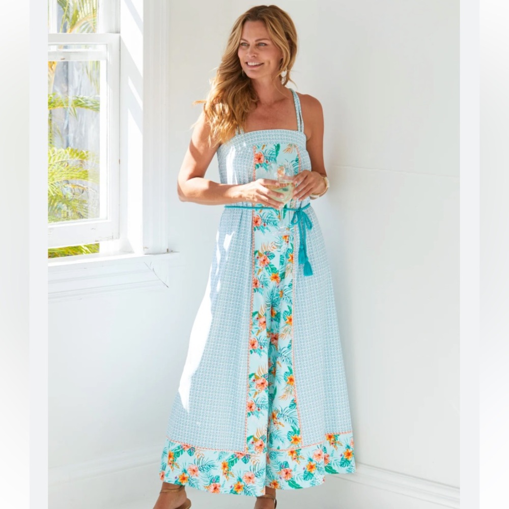 Cabana Life Floral Tie Maxi Dress Size Medium
